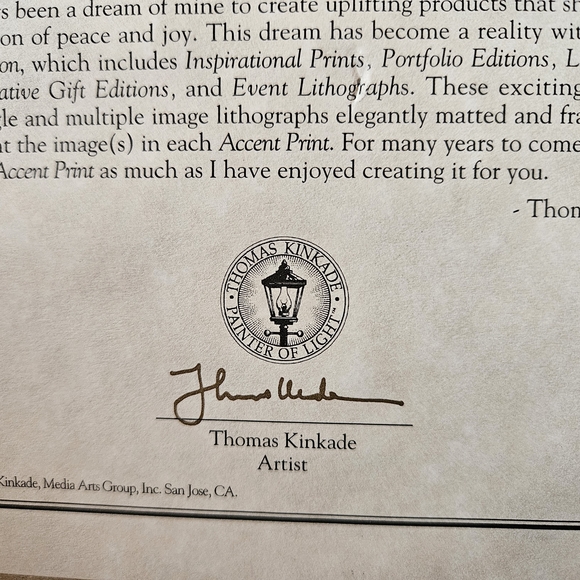 Thomas Kinkade 1998 Framed Autumn Gate & Beyond With Certificate Of Authenticity - Picture 11 of 11